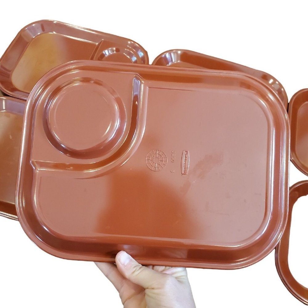 Vintage Rubbermaid Brown Melamine Ribbed Cups Plates Trays 3850 3819 10 Piece - Picture 6 of 11